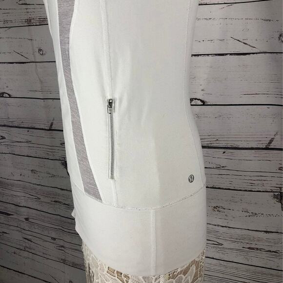 Lululemon Women in Stride jacket white & Metallic silver full zip high neck 4 - Picture 10 of 12